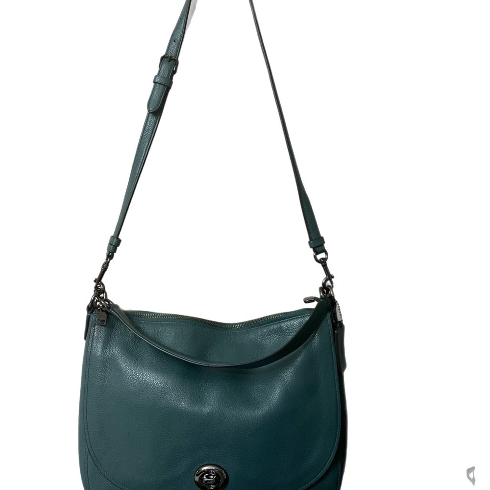 COACH Turnlock Hobo Shoulder Bag green Leather Large 24771 - Picture 3 of 13